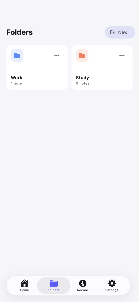 Folder list with note counts
