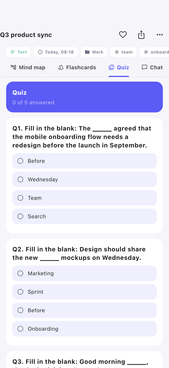 Quiz generated from a lecture